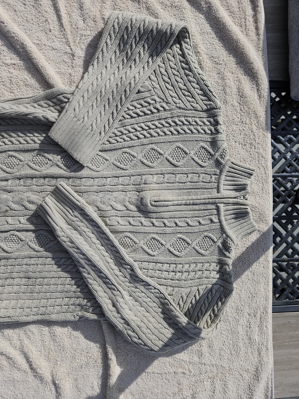 croft & barrow Light Sage Green Cable Knit Half-Zip Sweater